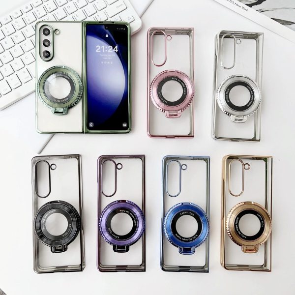 For Samsung Galaxy z Fold4 5G Shockproof Magsafe Holder for Rotating Plating Phone Case - Green - Image 13