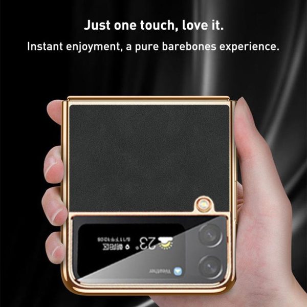 For Samsung Galaxy z Fold4 5G Foldable Lambskin Phone Case - Electroplated - Grey - Image 2