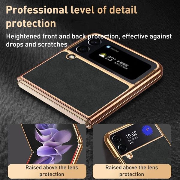 For Samsung Galaxy z Fold4 5G Foldable Lambskin Phone Case - Electroplated - Grey - Image 7