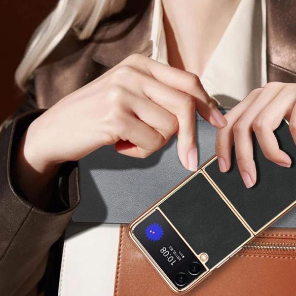 For Samsung Galaxy z Fold4 5G Foldable Lambskin Phone Case - Electroplated - Grey - Image 8