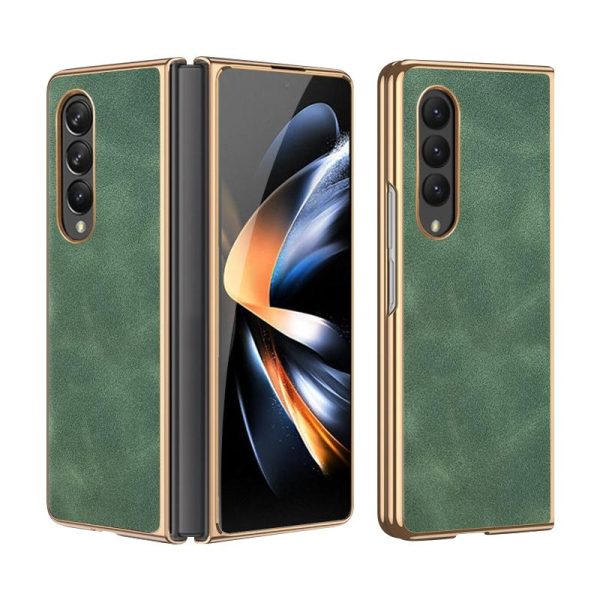 For Samsung Galaxy z Fold4 5G Foldable Lambskin Phone Case - Electroplated - Grey - Image 12
