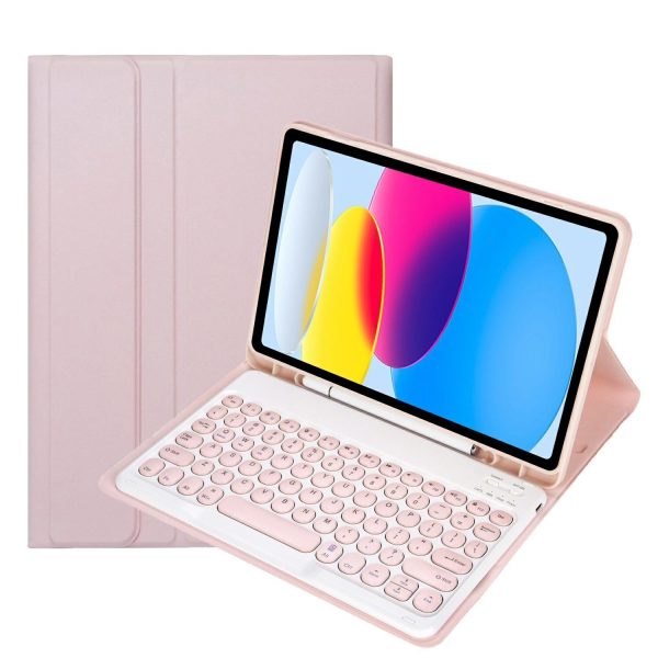 2022 Ipad 10.9 Bluetooth Keyboard Leather Case With Pen Slot - Lambskin Texture - Dark Blue - Image 2