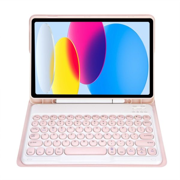 2022 Ipad 10.9 Bluetooth Keyboard Leather Case With Pen Slot - Lambskin Texture - Dark Blue - Image 3
