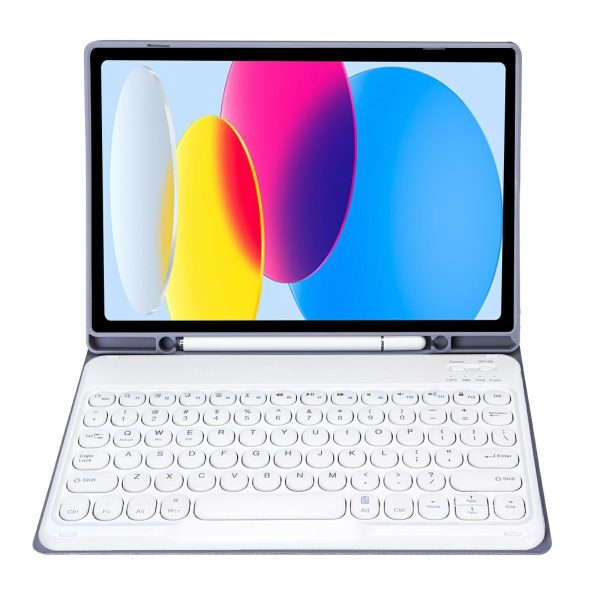 2022 Ipad 10.9 Bluetooth Keyboard Leather Case With Pen Slot - Lambskin Texture - Dark Blue - Image 7