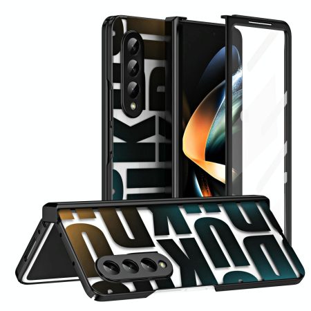 Foldable Electroplated Phone Case for Samsung Galaxy z Fold 4 5g with Hinge - Black
