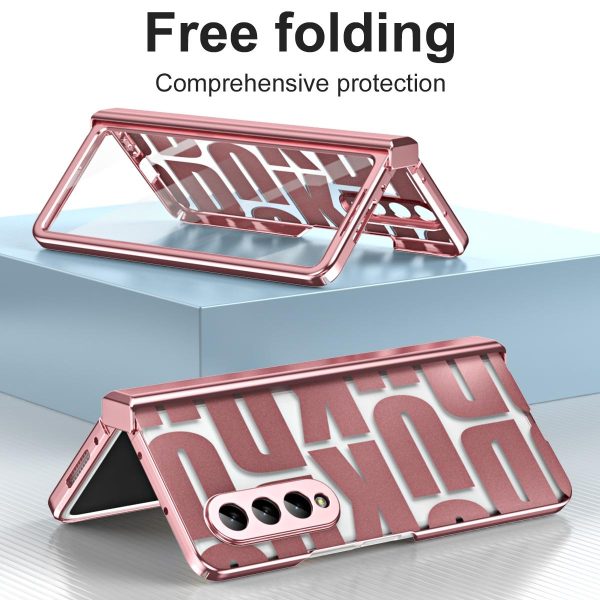 Foldable Electroplated Phone Case for Samsung Galaxy z Fold 4 5g with Hinge - Black - Image 14