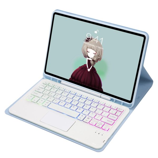 Bluetooth Keyboard Leather Case For Ipad 9.7 2018 & 2017 / Pro 9.7 / Air 2 With Touch Pad & Backlight - Purple - Image 5