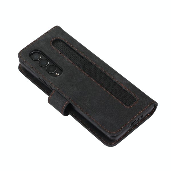 Samsung Galaxy z Fold 4 Leather Phone Case with Pen Slot - Horizontal Flip - Purple - Image 4