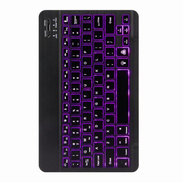Bluetooth Keyboard Leather Case For Ipad 10.2 / 10.5 With Monochrome Backlight & Three-Fold Holder - Pink Blue - Image 15