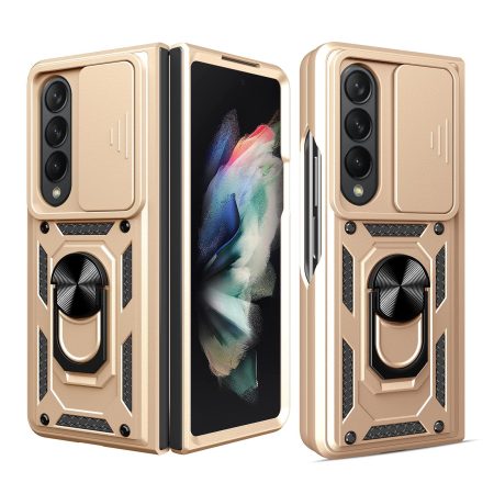 Samsung Galaxy z Fold 4 Tpu Pc Case with Sliding Camera Cover - Gold