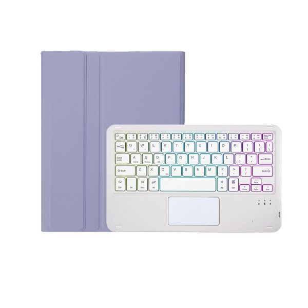 Bluetooth Keyboard Leather Tablet Case For Ipad 10.2 / 10.5 / Air 2019 With Touch Pad & Backlight - Purple - Image 8