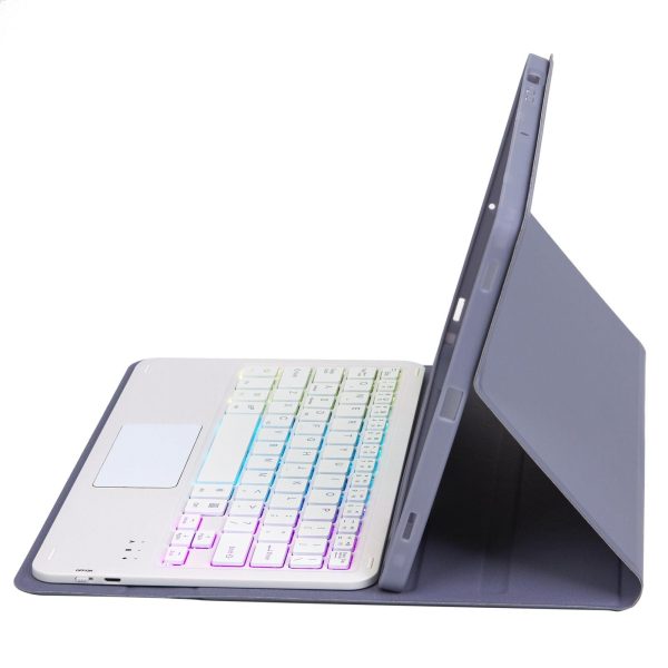 Bluetooth Keyboard Leather Tablet Case For Ipad 10.2 / 10.5 / Air 2019 With Touch Pad & Backlight - Purple - Image 11