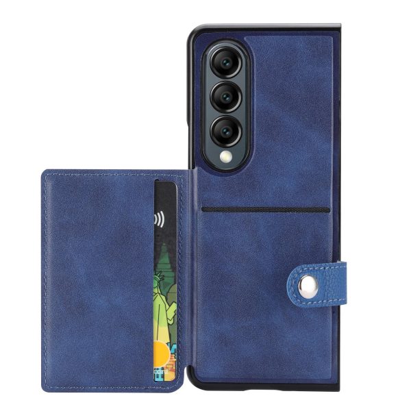 For Samsung Galaxy z Fold4 5G Litchi Pattern Single Button Card Holder Phone Case - Black - Image 4
