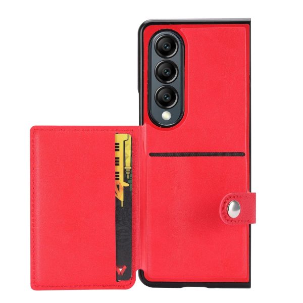 For Samsung Galaxy z Fold4 5G Litchi Pattern Single Button Card Holder Phone Case - Black - Image 10