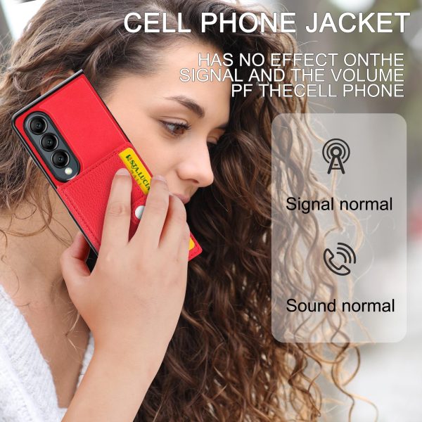 For Samsung Galaxy z Fold4 5G Litchi Pattern Single Button Card Holder Phone Case - Black - Image 14