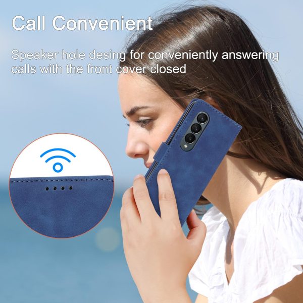 Premium Leather Tpu Case for Samsung Galaxy z Fold 4 / 5g - Blue - Image 15