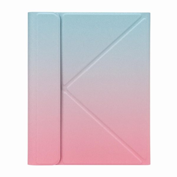 Leather Case With Bluetooth Keyboard For Ipad 9.7 2018 & 2017 - Three-Fold Holder - Pink Blue - Image 3