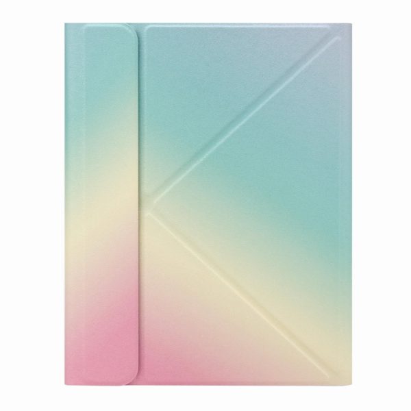 Leather Case With Bluetooth Keyboard For Ipad 9.7 2018 & 2017 - Three-Fold Holder - Pink Blue - Image 9