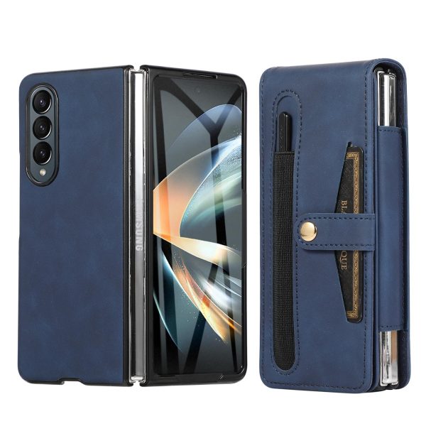 Leather Folding Phone Case for Samsung Galaxy z Fold 4 - Blue