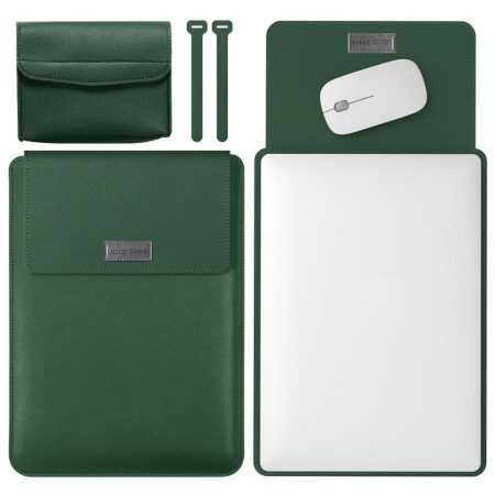 Lightweight 4-in-1 Leather Laptop Bag - 13 / 14 Inches Portable - Dark Green
