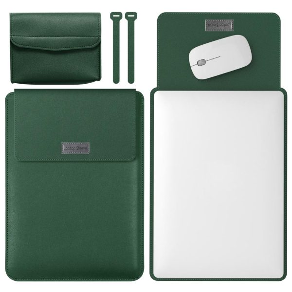 Lightweight 4-in-1 Leather Laptop Bag - 13 / 14 Inches Portable - Dark Green