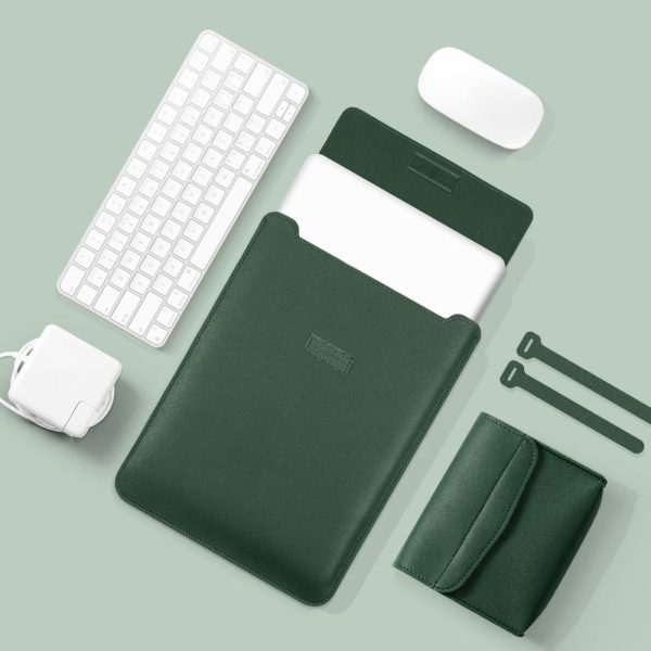 Lightweight 4-in-1 Leather Laptop Bag - 13 / 14 Inches Portable - Dark Green - Image 12