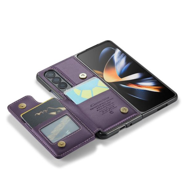 Leather Rfid Phone Case for Samsung Galaxy z Fold 4 5g - Purple - Image 14