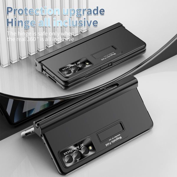 Foldable Phone Case with Pen Slot for Samsung Galaxy z Fold 4 - Electroplated - Silver - Image 15