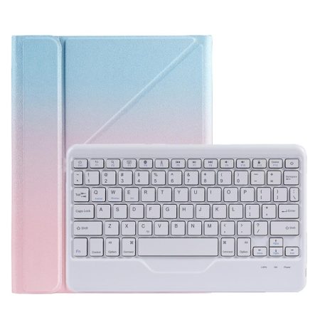 10.2 / 10.5 Inch Bluetooth Keyboard Tablet Case With Triangle Holder & Pen Slot - Gradient Blue Pink
