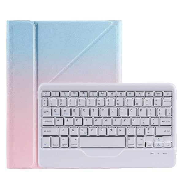 10.2 / 10.5 Inch Bluetooth Keyboard Tablet Case With Triangle Holder & Pen Slot - Gradient Blue Pink