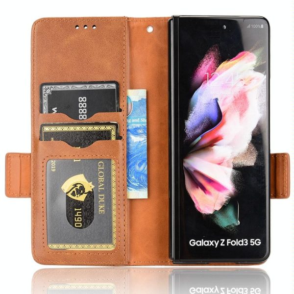 Symmetrical Leather Triangle Phone Case for Samsung Galaxy z Fold 4 - Brown - Image 5