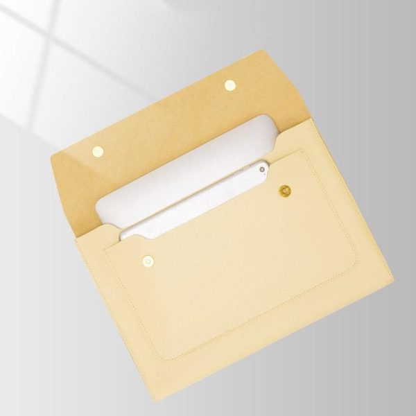 Waterproof Leather Laptop Liner Bag - 15 Inches 3-in-1 Design - Apricot - Image 3