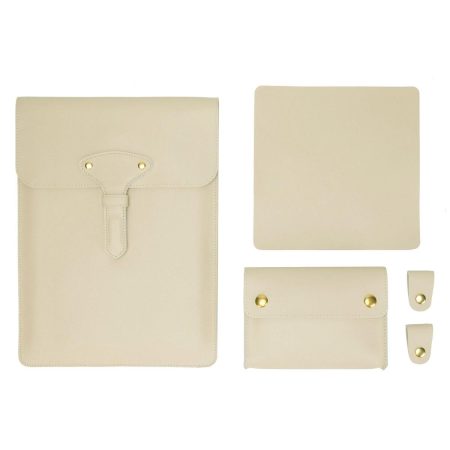 Waterproof Leather Laptop Liner Bag - 3-in-1 15 Inches - Apricot
