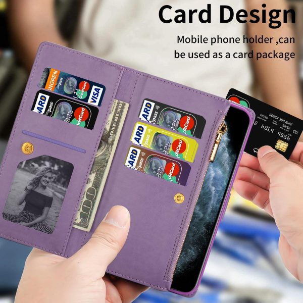 Sparkling Leather Zip Case for Samsung Galaxy z Fold 4 - Zipper Closure - Purple - Image 12