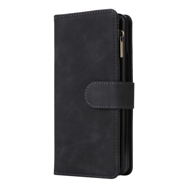 Frosted Leather Zip Wallet for Samsung Galaxy z Fold 4 - Compact and Stylish - Coffee - Image 10