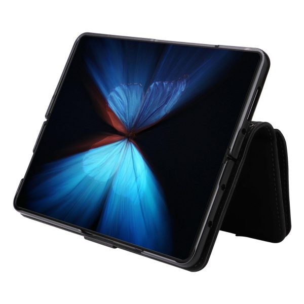 Frosted Leather Zip Wallet for Samsung Galaxy z Fold 4 - Compact and Stylish - Coffee - Image 13