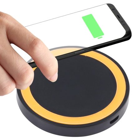 Universal 5W Round Wireless Charger - Black + Orange