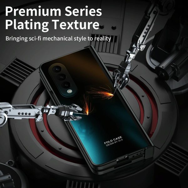 Foldable Electroplated 5g Case for Samsung Galaxy z Fold 4 - Blue - Image 9