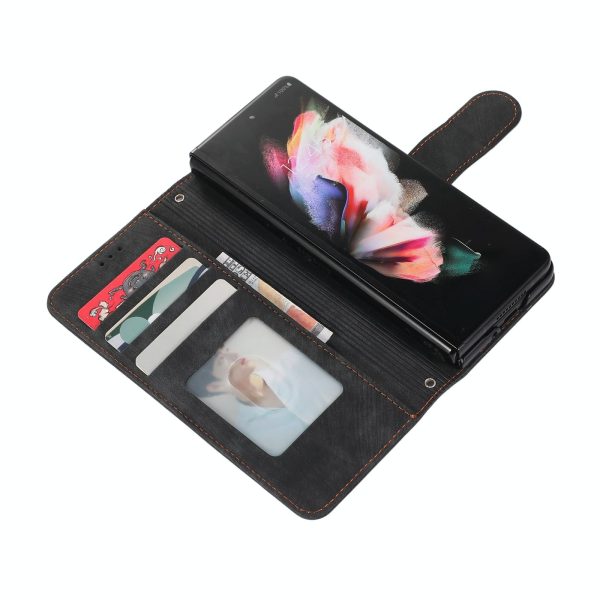 Samsung Galaxy z Fold 4 Leather Phone Case with Pen Slot - Horizontal Flip - Red - Image 7
