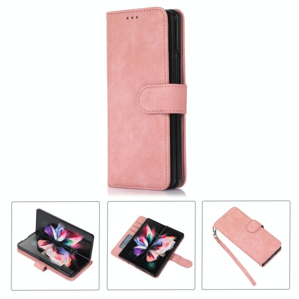 Samsung Galaxy z Fold 4 Leather Phone Case with Pen Slot - Horizontal Flip - Red - Image 8