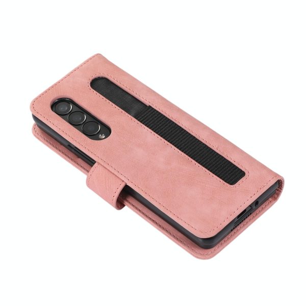 Samsung Galaxy z Fold 4 Leather Phone Case with Pen Slot - Horizontal Flip - Red - Image 10