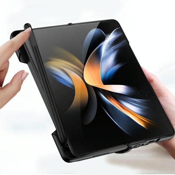 Foldable Phone Case with Magnetic Closure and Pen Slot for Samsung Galaxy z Fold 4 - Compact and Convenient - Grey - Image 4