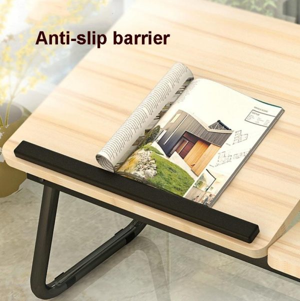 Adjustable Folding Laptop Desk with Cup Holder - Four-speed Lifting Table for Dorms - Aurora White - Image 8