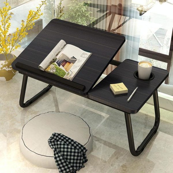 Adjustable Folding Laptop Desk with Cup Holder - Four-speed Lifting Table for Dorms - Aurora White - Image 11