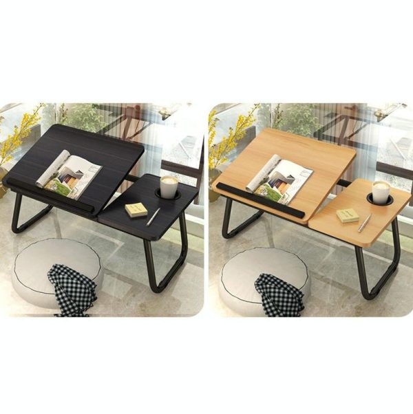 Adjustable Folding Laptop Desk with Cup Holder - Four-speed Lifting Table for Dorms - Aurora White - Image 12