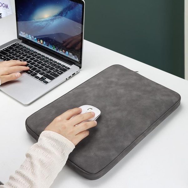 Lightweight Waterproof Lambskin Laptop Sleeve - 13.3 Inches - Deep Gray With Bag - Image 7