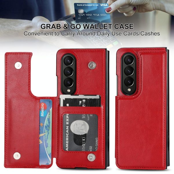 Full Coverage Double Buckle Phone Case for Samsung Galaxy z Fold 4 - Red - Image 4