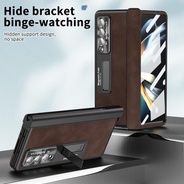 Magnetic Phone Case for Samsung Galaxy z Fold 4 - Napa Pattern - Royal Blue - Image 3