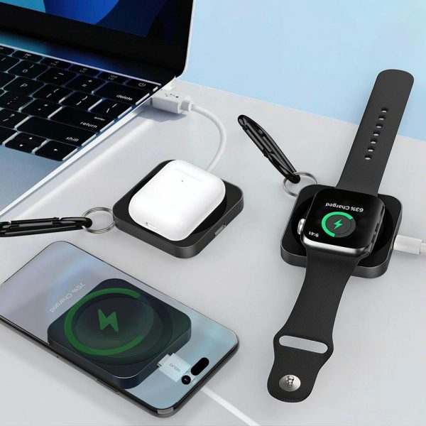 3 In 1 Portable Wireless Charger For Iphone Airpods And Iwatch - Silver - Image 12