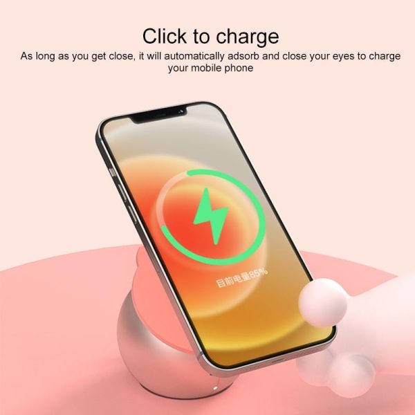 Adorable Magnetic Cat Wireless Charger Stand - Pink - Image 5